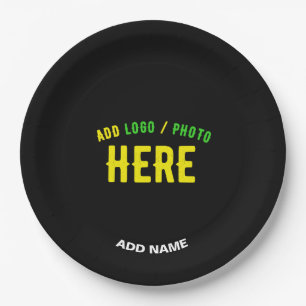 STYLISH MODERN CUSTOMIZABLE BLACK VERIFIED BRANDED PAPER PLATE