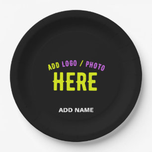 STYLISH MODERN CUSTOMIZABLE BLACK VERIFIED BRANDED PAPER PLATE