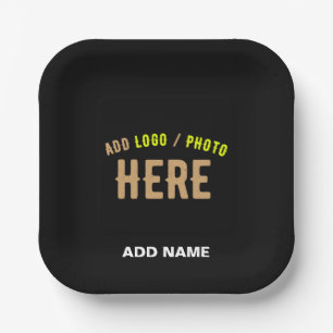 STYLISH MODERN CUSTOMIZABLE BLACK VERIFIED BRANDED PAPER PLATE