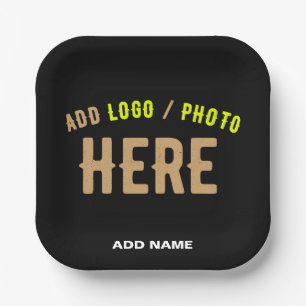 STYLISH MODERN CUSTOMIZABLE BLACK VERIFIED BRANDED PAPER PLATE