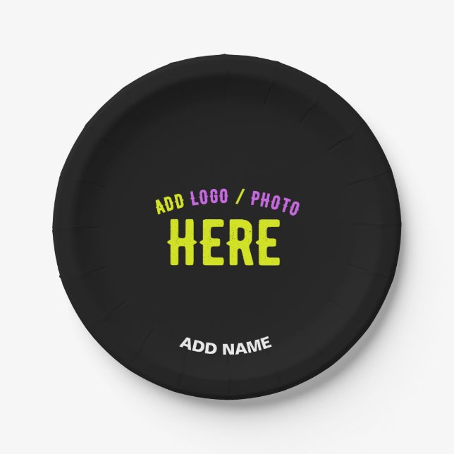 STYLISH MODERN CUSTOMIZABLE BLACK VERIFIED BRANDED PAPER PLATE (Front)