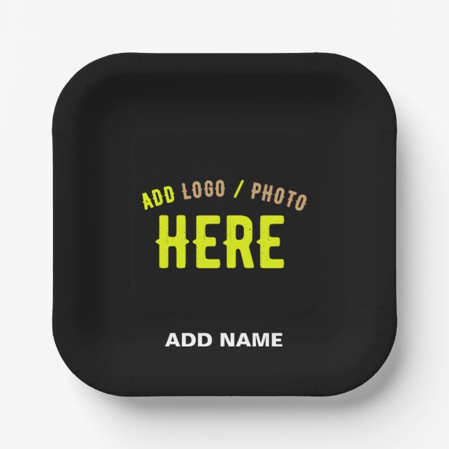 STYLISH MODERN CUSTOMIZABLE BLACK VERIFIED BRANDED PAPER PLATE (Front)