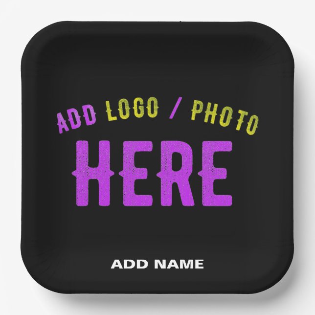 STYLISH MODERN CUSTOMIZABLE BLACK VERIFIED BRANDED PAPER PLATE (Front)