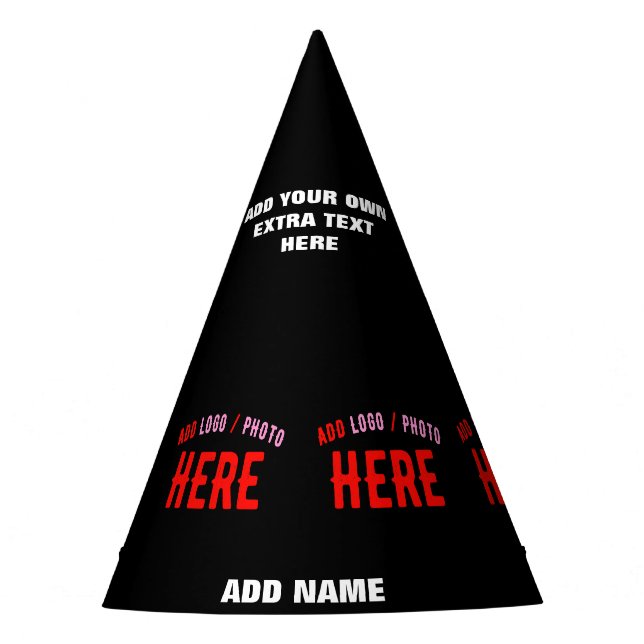 STYLISH MODERN CUSTOMIZABLE BLACK VERIFIED BRANDED PARTY HAT (Front)