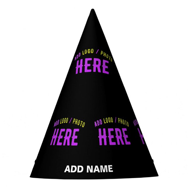 STYLISH MODERN CUSTOMIZABLE BLACK VERIFIED BRANDED PARTY HAT (Front)