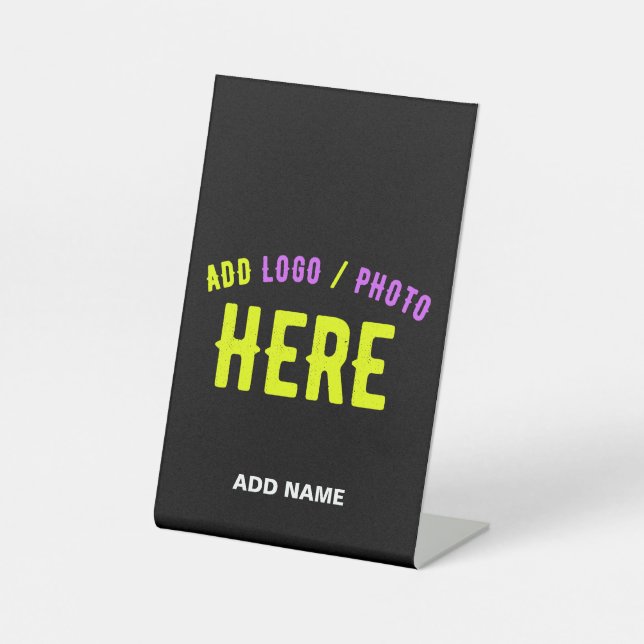 STYLISH MODERN CUSTOMIZABLE BLACK VERIFIED BRANDED PEDESTAL SIGN (Front)