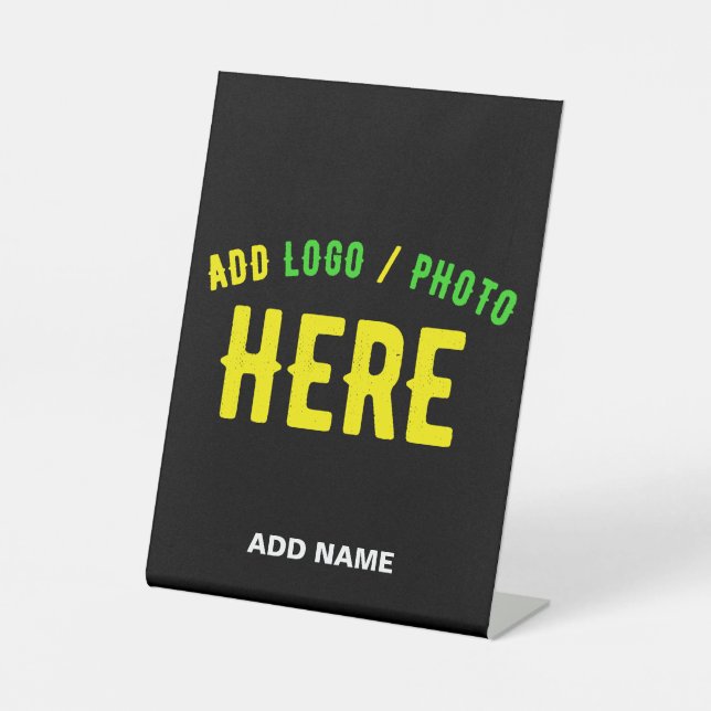 STYLISH MODERN CUSTOMIZABLE BLACK VERIFIED BRANDED PEDESTAL SIGN (Front)