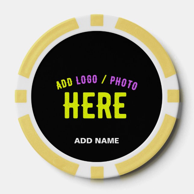 STYLISH MODERN CUSTOMIZABLE BLACK VERIFIED BRANDED POKER CHIPS (Front)