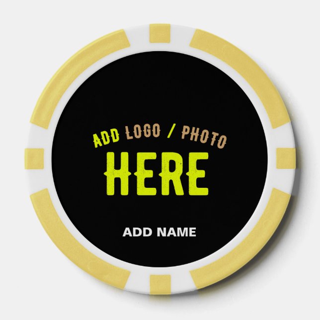 STYLISH MODERN CUSTOMIZABLE BLACK VERIFIED BRANDED POKER CHIPS (Front)