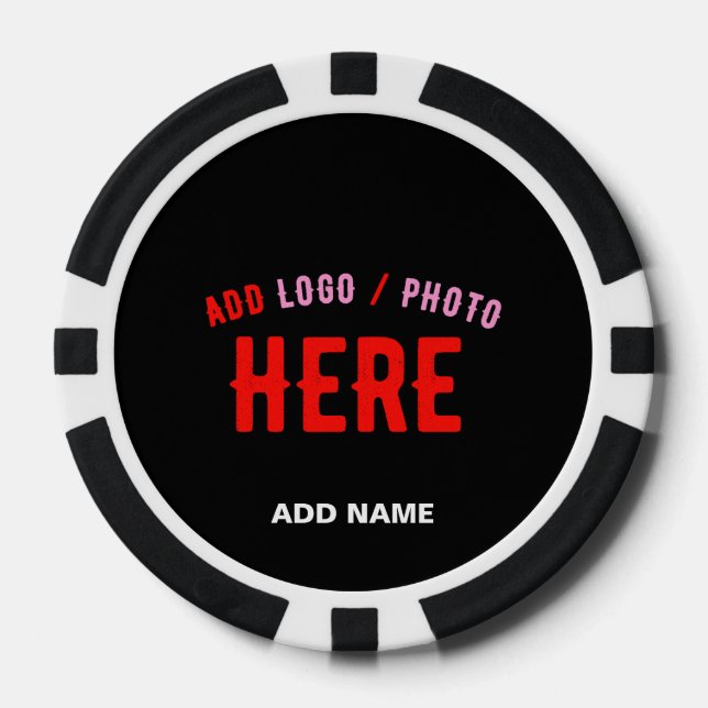 STYLISH MODERN CUSTOMIZABLE BLACK VERIFIED BRANDED POKER CHIPS (Front)
