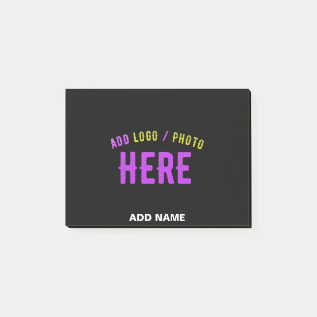 STYLISH MODERN CUSTOMIZABLE BLACK VERIFIED BRANDED POST-IT NOTES (Front)