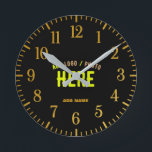 STYLISH MODERN CUSTOMIZABLE BLACK VERIFIED BRANDED ROUND CLOCK<br><div class="desc">THIS IS A DESIGN FITTING FOR EVERYONE.YOU CAN CHANGE, RESIZE OR ADD LOGO, PHOTO, TEXT AND COLOURS THE WAY YOU LIKE.THANK YOU.</div>