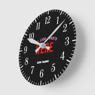STYLISH MODERN CUSTOMIZABLE BLACK VERIFIED BRANDED ROUND CLOCK