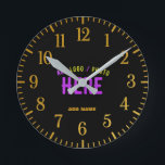 STYLISH MODERN CUSTOMIZABLE BLACK VERIFIED BRANDED ROUND CLOCK<br><div class="desc">THIS IS A DESIGN FITTING FOR EVERYONE.YOU CAN CHANGE, RESIZE OR ADD LOGO, PHOTO, TEXT AND COLOURS THE WAY YOU LIKE.THANK YOU.</div>