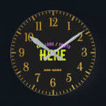 STYLISH MODERN CUSTOMIZABLE BLACK VERIFIED BRANDED ROUND CLOCK<br><div class="desc">THIS IS A DESIGN FITTING FOR EVERYONE.YOU CAN CHANGE, RESIZE OR ADD LOGO, PHOTO, TEXT AND COLOURS THE WAY YOU LIKE.THANK YOU.</div>