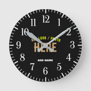 STYLISH MODERN CUSTOMIZABLE BLACK VERIFIED BRANDED ROUND CLOCK