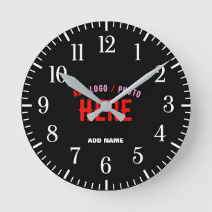 STYLISH MODERN CUSTOMIZABLE BLACK VERIFIED BRANDED ROUND CLOCK