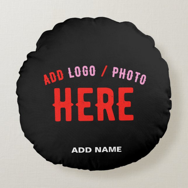 STYLISH MODERN CUSTOMIZABLE BLACK VERIFIED BRANDED ROUND PILLOW (Front)