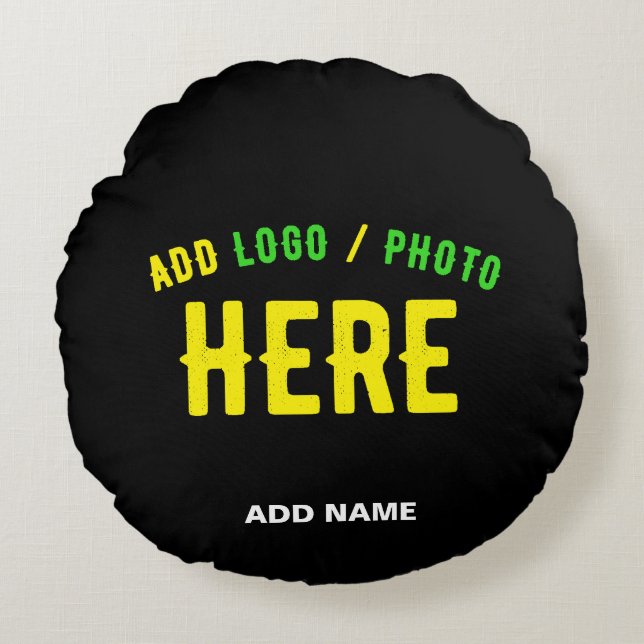 STYLISH MODERN CUSTOMIZABLE BLACK VERIFIED BRANDED ROUND PILLOW (Front)