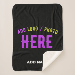 STYLISH MODERN CUSTOMIZABLE BLACK VERIFIED BRANDED SHERPA BLANKET