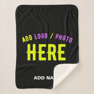 STYLISH MODERN CUSTOMIZABLE BLACK VERIFIED BRANDED SHERPA BLANKET