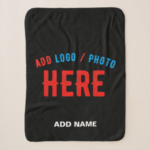 STYLISH MODERN CUSTOMIZABLE BLACK VERIFIED BRANDED SHERPA BLANKET