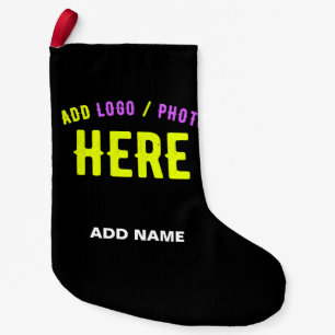 STYLISH MODERN CUSTOMIZABLE BLACK VERIFIED BRANDED SMALL CHRISTMAS STOCKING