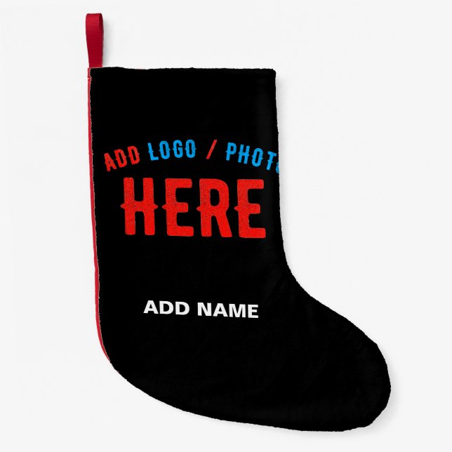 STYLISH MODERN CUSTOMIZABLE BLACK VERIFIED BRANDED SMALL CHRISTMAS STOCKING (Front)