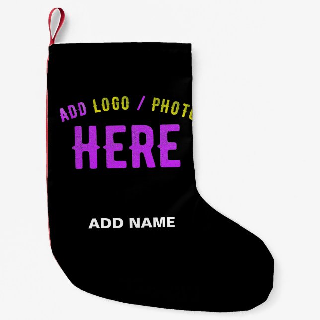 STYLISH MODERN CUSTOMIZABLE BLACK VERIFIED BRANDED SMALL CHRISTMAS STOCKING (Front)