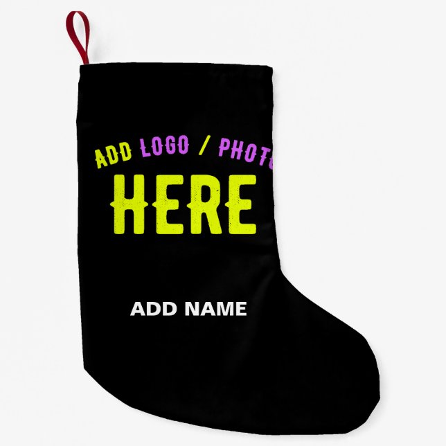 STYLISH MODERN CUSTOMIZABLE BLACK VERIFIED BRANDED SMALL CHRISTMAS STOCKING (Front)