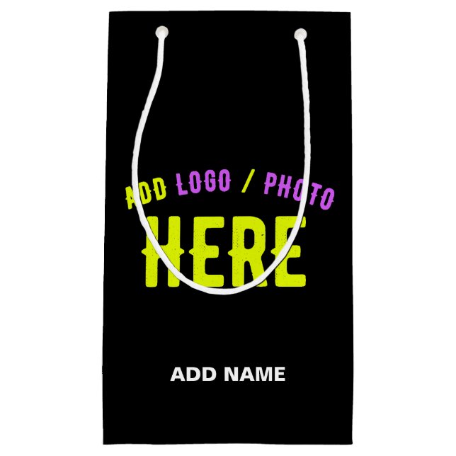 STYLISH MODERN CUSTOMIZABLE BLACK VERIFIED BRANDED SMALL GIFT BAG (Front)