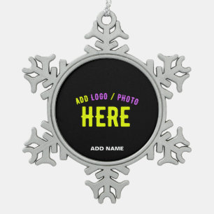STYLISH MODERN CUSTOMIZABLE BLACK VERIFIED BRANDED SNOWFLAKE PEWTER CHRISTMAS ORNAMENT