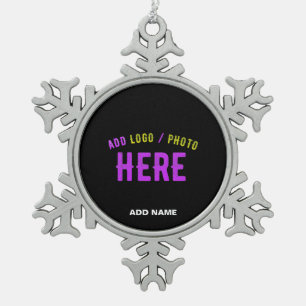 STYLISH MODERN CUSTOMIZABLE BLACK VERIFIED BRANDED SNOWFLAKE PEWTER CHRISTMAS ORNAMENT