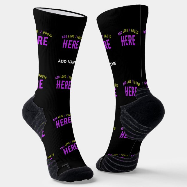 STYLISH MODERN CUSTOMIZABLE BLACK VERIFIED BRANDED SOCKS (Angled)