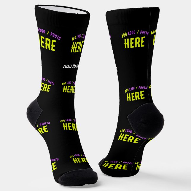 STYLISH MODERN CUSTOMIZABLE BLACK VERIFIED BRANDED SOCKS (Angled)