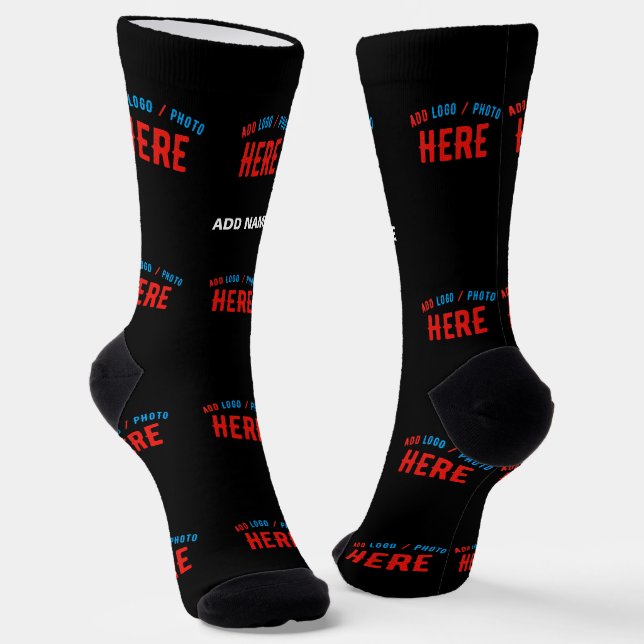 STYLISH MODERN CUSTOMIZABLE BLACK VERIFIED BRANDED SOCKS (Angled)