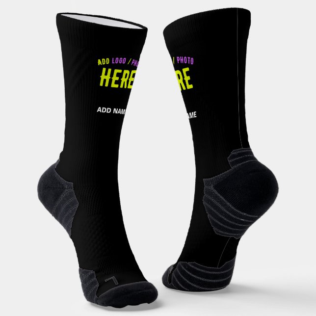 STYLISH MODERN CUSTOMIZABLE BLACK VERIFIED BRANDED SOCKS (Angled)