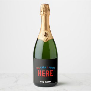 STYLISH MODERN CUSTOMIZABLE BLACK VERIFIED BRANDED SPARKLING WINE LABEL