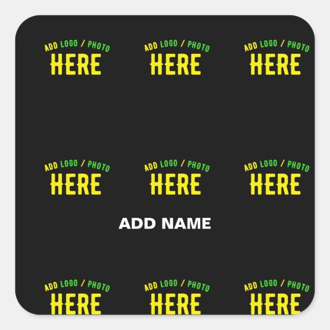 STYLISH MODERN CUSTOMIZABLE BLACK VERIFIED BRANDED SQUARE STICKER (Front)