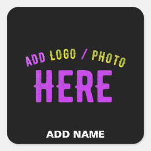 STYLISH MODERN CUSTOMIZABLE BLACK VERIFIED BRANDED SQUARE STICKER