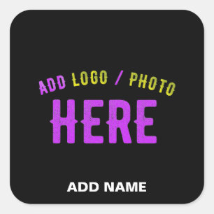 STYLISH MODERN CUSTOMIZABLE BLACK VERIFIED BRANDED SQUARE STICKER