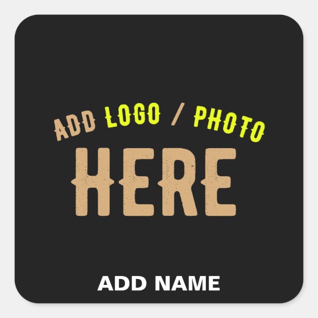 STYLISH MODERN CUSTOMIZABLE BLACK VERIFIED BRANDED SQUARE STICKER (Front)
