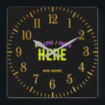 STYLISH MODERN CUSTOMIZABLE BLACK VERIFIED BRANDED SQUARE WALL CLOCK<br><div class="desc">THIS IS A DESIGN FITTING FOR EVERYONE.YOU CAN CHANGE, RESIZE OR ADD LOGO, PHOTO, TEXT AND COLOURS THE WAY YOU LIKE.THANK YOU.</div>