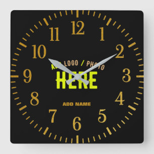 STYLISH MODERN CUSTOMIZABLE BLACK VERIFIED BRANDED SQUARE WALL CLOCK