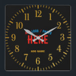 STYLISH MODERN CUSTOMIZABLE BLACK VERIFIED BRANDED SQUARE WALL CLOCK<br><div class="desc">THIS IS A DESIGN FITTING FOR EVERYONE.YOU CAN CHANGE, RESIZE OR ADD LOGO, PHOTO, TEXT AND COLOURS THE WAY YOU LIKE.THANK YOU.</div>