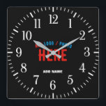 STYLISH MODERN CUSTOMIZABLE BLACK VERIFIED BRANDED SQUARE WALL CLOCK<br><div class="desc">THIS IS A DESIGN FITTING FOR EVERYONE.YOU CAN CHANGE, RESIZE OR ADD LOGO, PHOTO, TEXT AND COLOURS THE WAY YOU LIKE.THANK YOU.</div>