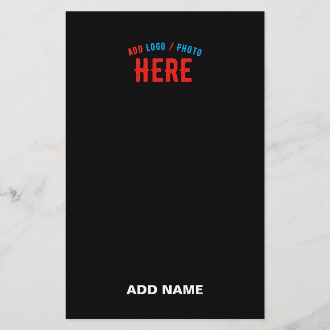 STYLISH MODERN CUSTOMIZABLE BLACK VERIFIED BRANDED STATIONERY (Front)