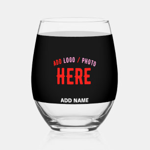 STYLISH MODERN CUSTOMIZABLE BLACK VERIFIED BRANDED STEMLESS WINE GLASS