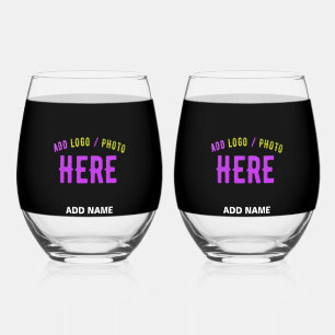 STYLISH MODERN CUSTOMIZABLE BLACK VERIFIED BRANDED STEMLESS WINE GLASS