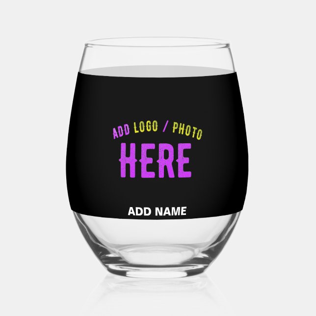 STYLISH MODERN CUSTOMIZABLE BLACK VERIFIED BRANDED STEMLESS WINE GLASS (Front)